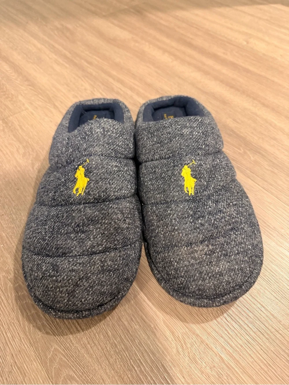 Polo Ralph Lauren Quilted House Slippers Gray Heathered Men's Size 11